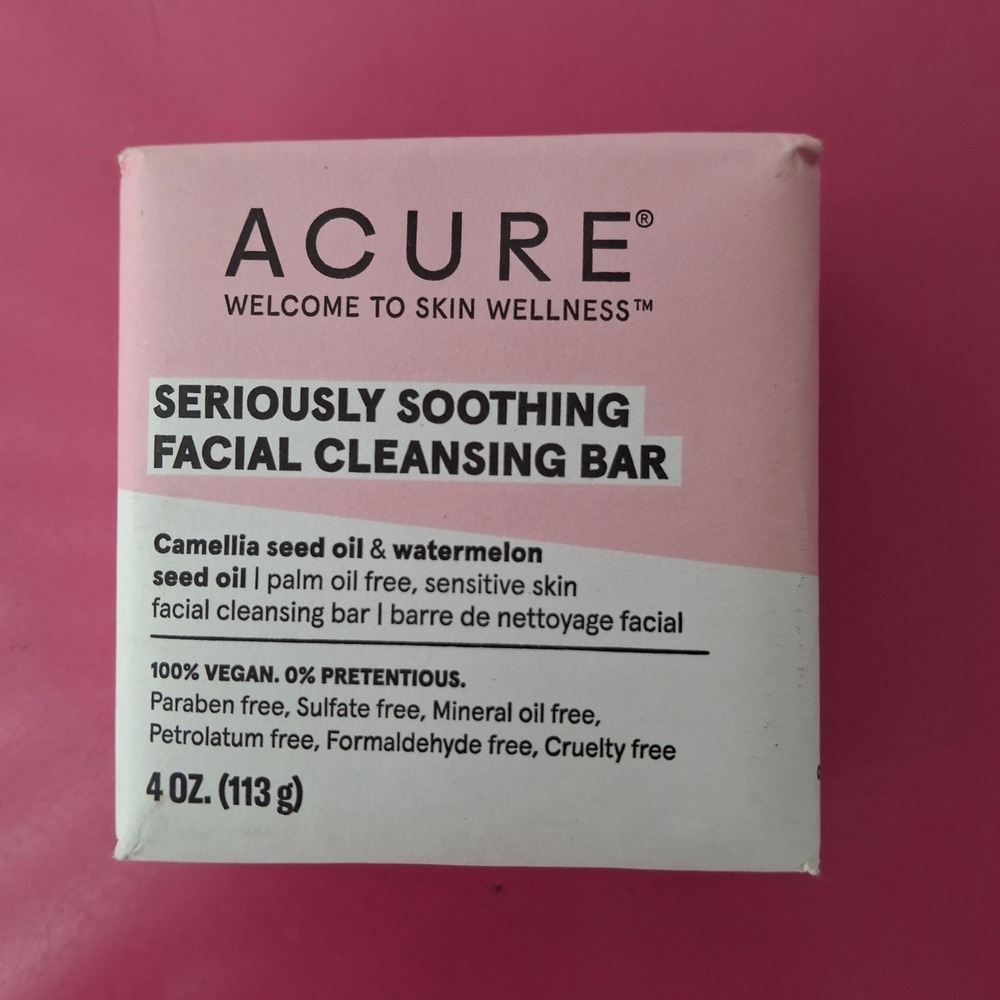 ACURE Seriously Soothing Facial Cleansing Bar Camellia Seed Oil Watermelon 4 oz‎